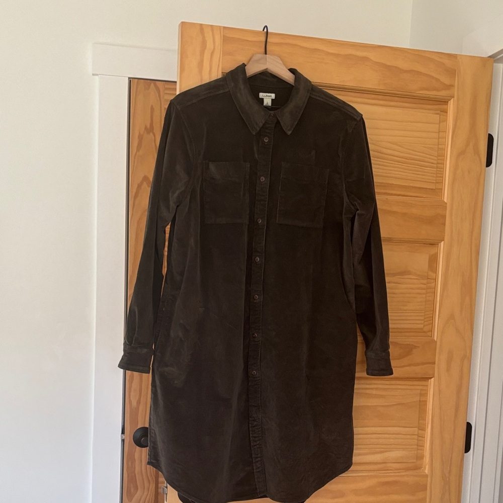 L.L. Bean Dark Brown Long Sleeve Corduroy Dress